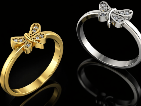Butterfly Ring Printable Model Jewelry Gold Luxury 3D Print Model