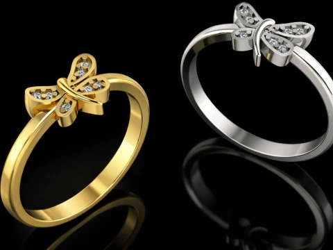 Butterfly Ring Printable Model Jewelry Gold Luxury 3D Print Model