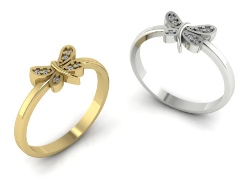 Butterfly Ring Printable Model Jewelry Gold Luxury 3D Print Model