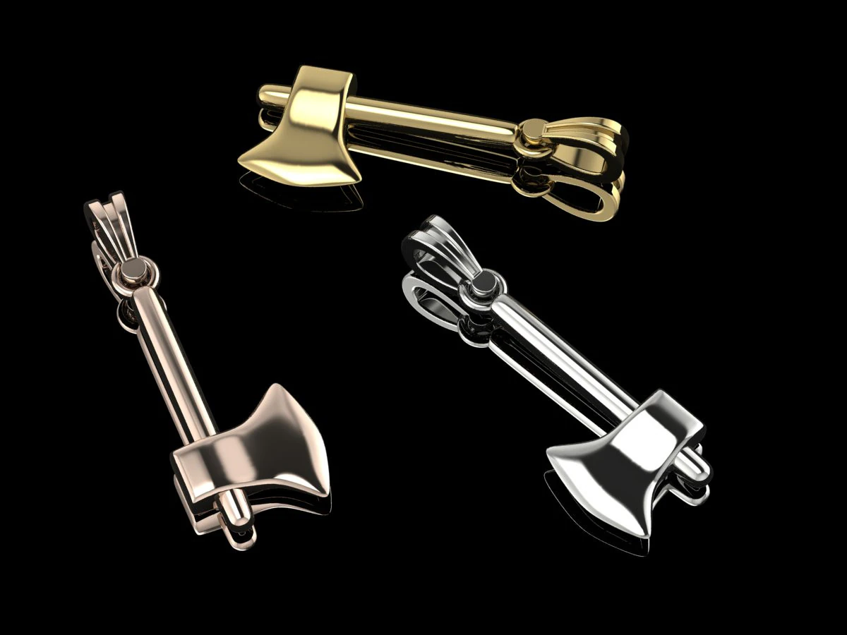 Axe Pendant Printable Model Jewelry Gold Luxury 3D Print Model .c4d .max .obj .3ds .fbx .stl .blend 