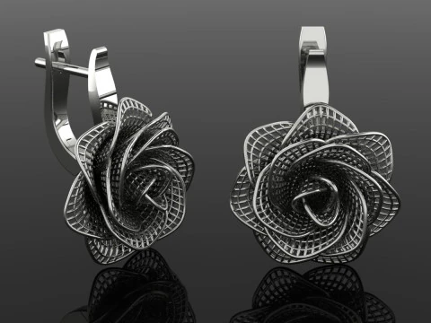 Flower Earring Printable Model Jewelry Gold Luxury 3D Print Model