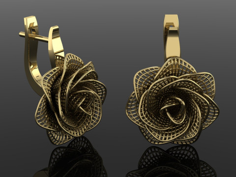 Flower Earring Printable Model Jewelry Gold Luxury 3D Print Model