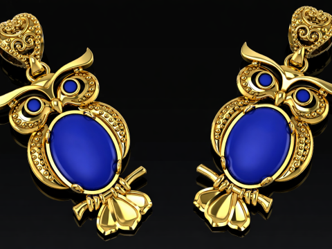 Owl Earrings Printable Model Jewelry Gold Luxury 3D Print Model