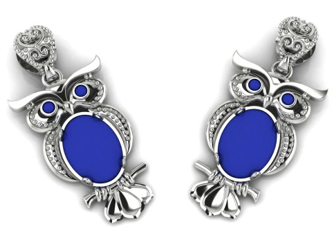Owl Earrings Printable Model Jewelry Gold Luxury 3D Print Model