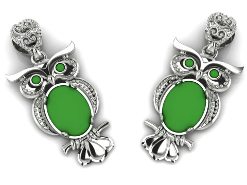 Owl Earrings Printable Model Jewelry Gold Luxury 3D Print Model