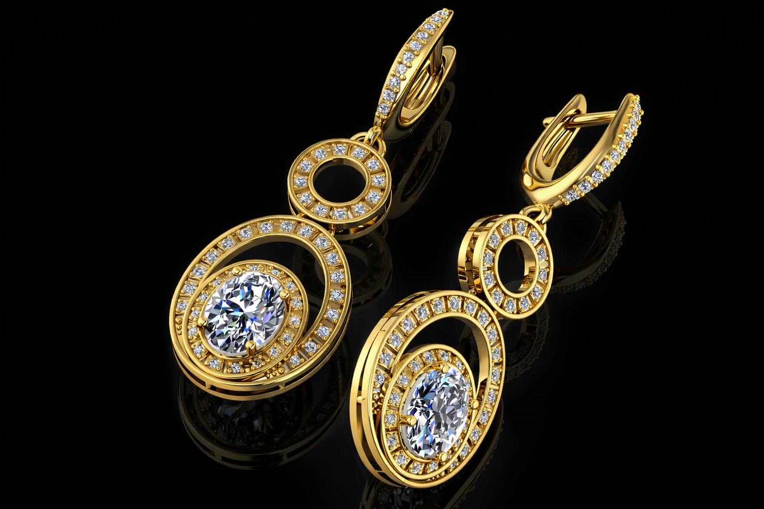 Elegant Earrings Printable Model Jewelry Gold Luxury 3D Print Model .c4d .max .obj .3ds .fbx .stl .blend