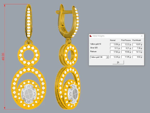 Elegant Earrings Printable Model Jewelry Gold Luxury 3D Print Model