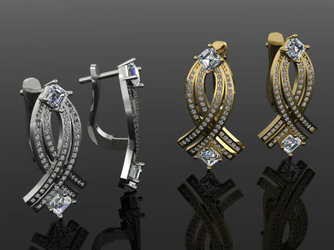 Elegant Earrings Printable Model Jewelry Gold Luxury 3D Print Model