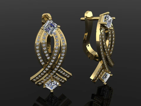 Elegant Earrings Printable Model Jewelry Gold Luxury 3D Print Model