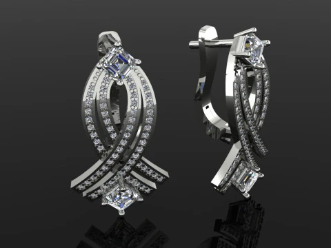 Elegant Earrings Printable Model Jewelry Gold Luxury 3D Print Model