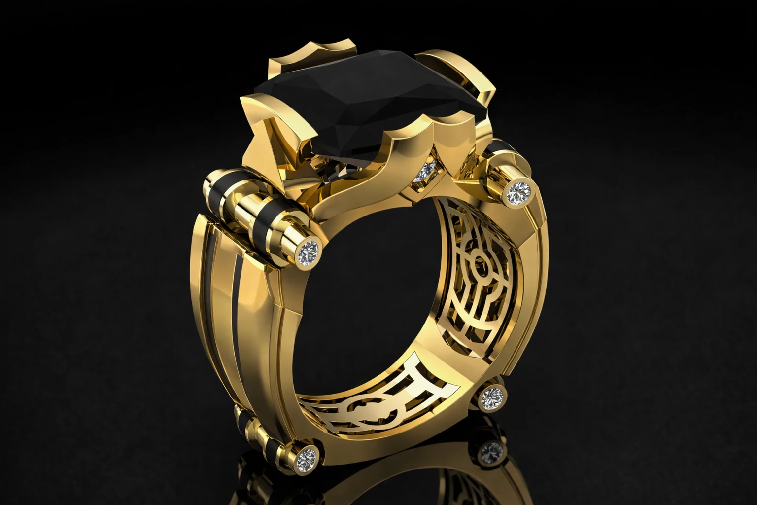 Black Prince Ring Printable Model Jewelry Gold Luxury 3D Print Model .c4d .max .obj .3ds .fbx .stl .blend 