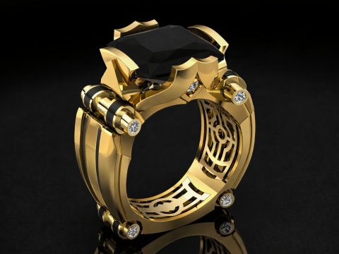 Black Prince Ring Printable Model Jewelry Gold Luxury 3D Print Model
