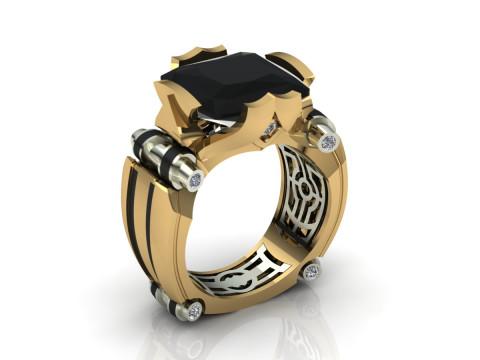 Black Prince Ring Printable Model Jewelry Gold Luxury 3D Print Model