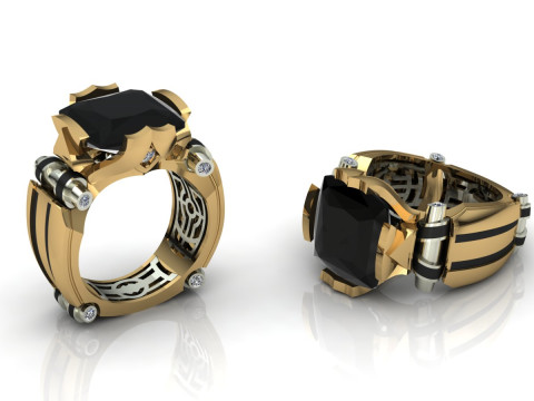 Black Prince Ring Printable Model Jewelry Gold Luxury 3D Print Model