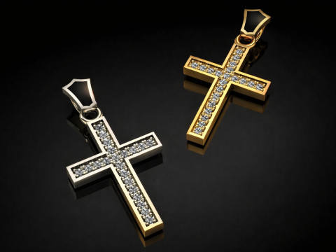 Elegant Cross Pendant Jewelry Gold Luxury 3D Print Model
