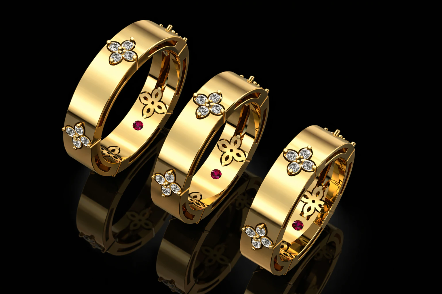 3 Sizes Brand Ring Printable Model Jewelry Gold Luxury 3D Print Model .c4d .max .obj .3ds .fbx .stl .blend 