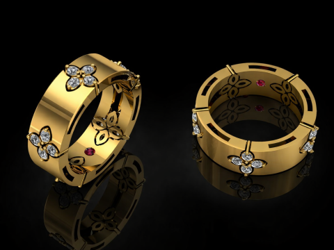 2 Sizes Brand Ring Printable Model Jewelry Gold Luxury 3D Print Model