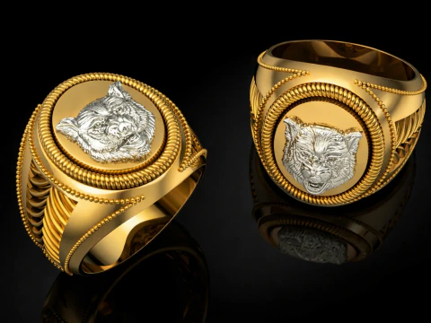 Wolf Ring For Mens Printable Model Jewelry Gold Luxury 3D Print Model