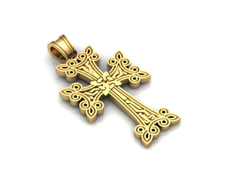 Cross Pendant Jewelry Gold Luxury 3D Print Model