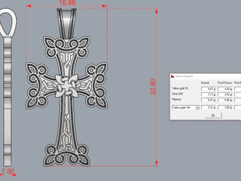 Cross Pendant Jewelry Gold Luxury 3D Print Model