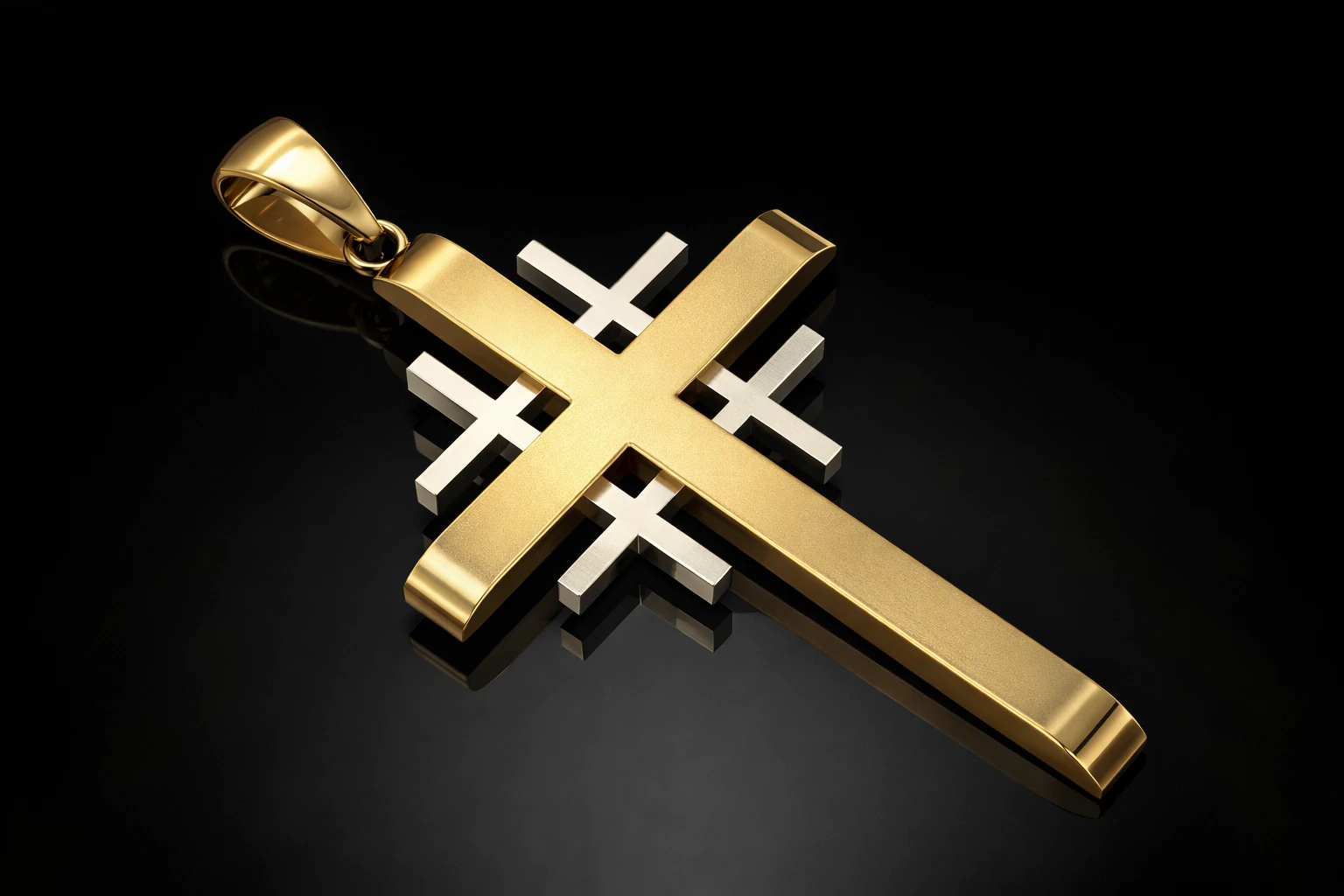 Cross Pendant Jewelry Gold Luxury 3D Print Model .c4d .max .obj .3ds .fbx .stl .blend 