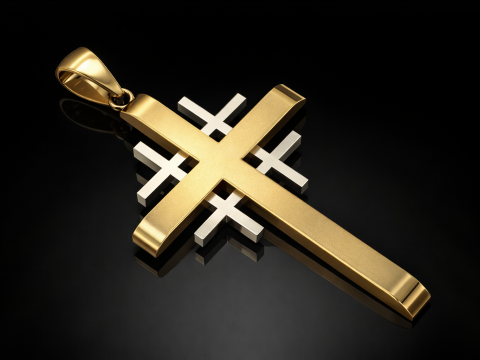 Croix Pendentif Bijoux Or Luxe Modèles 3D en vedette