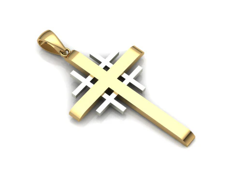 Cross Pendant Jewelry Gold Luxury 3D Print Model