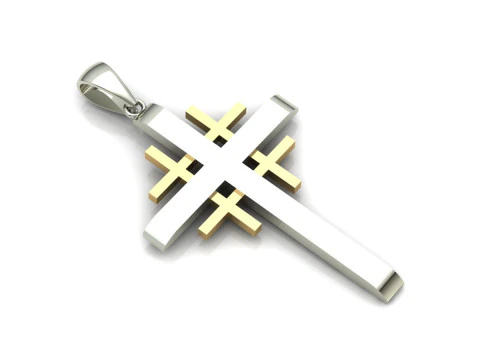 Cross Pendant Jewelry Gold Luxury 3D Print Model