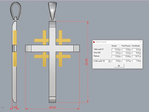 Cross Pendant Jewelry Gold Luxury 3D Print Model