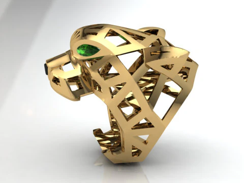 パンサー リング 印刷可能モデル ジュエリー ゴールド ラグジュアリー 3Dプリントモデル