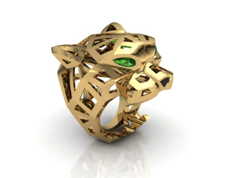 パンサー リング 印刷可能モデル ジュエリー ゴールド ラグジュアリー 3Dプリントモデル