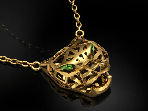 パンサー ペンダント 印刷可能モデル ジュエリー ゴールド 高級 3Dプリントモデル