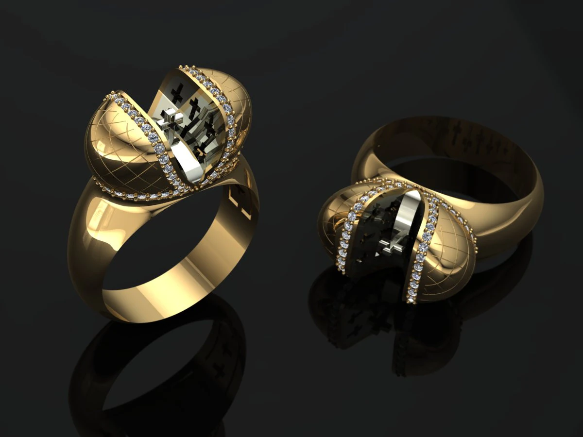Crown Ring Printable Model Jewelry Gold Luxury 3D Print Model .c4d .max .obj .3ds .fbx .stl .blend 