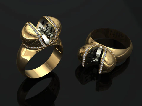 Kroonring afdrukbaar model sieraden goud luxe 3D printmodel