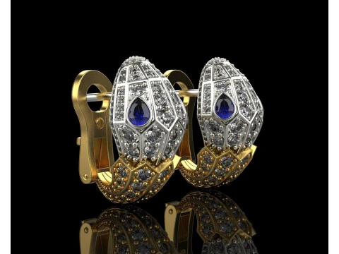 Сережки Bulgari Snake Earrings Printable Jewelry Gold Luxury 3D Принт Модель