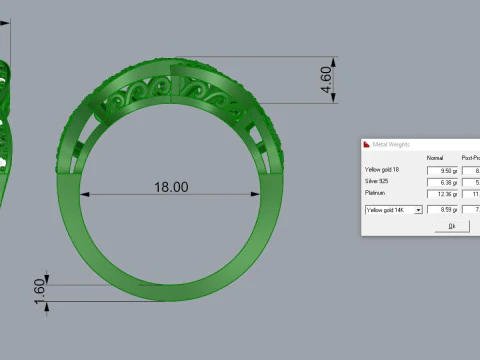 Zarif Y&uuml;z&uuml;k Yazdırılabilir Model Takı Altın L&uuml;ks 3D Baskı Modeli