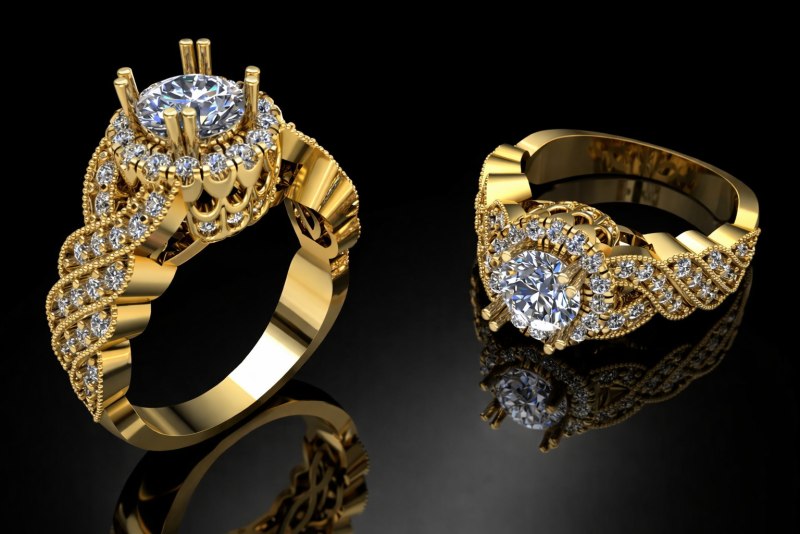 Elegant Ring Printable Model Jewelry Gold Luxury 3D Print Model .c4d .max .obj .3ds .fbx .stl .blend 