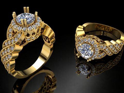 Elegant Ring Printable Model Jewelry Gold Luxury 3D Print Model