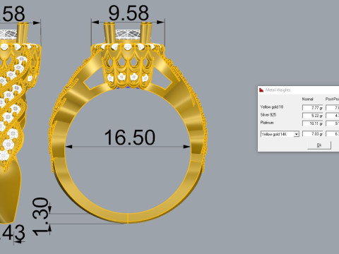 Elegant Ring Printable Model Jewelry Gold Luxury 3D Print Model