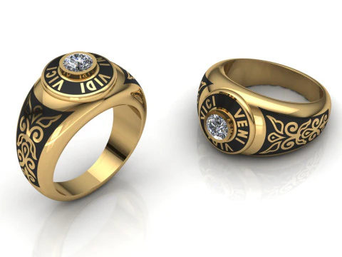 Veni Vidi Vici Ring For Mens Printable Model Jewelry Gold Luxury 3D Print Model