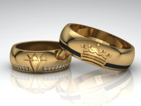 Trouwring afdrukbaar model sieraden goud luxe 3D printmodel