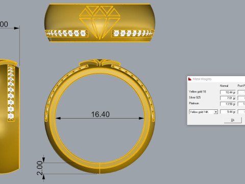 Wedding Ring Printable Model Jewelry Gold Luxury 3D Print Model