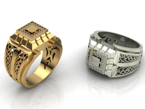 Elegant Ring For Mens Printable Model Jewelry Gold Luxury 3D Print Model
