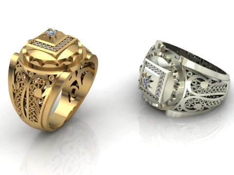 Elegant Ring For Mens Printable Model Jewelry Gold Luxury 3D Print Model