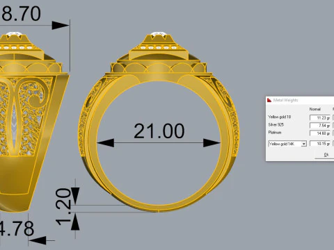 Elegant Ring For Mens Printable Model Jewelry Gold Luxury 3D Print Model