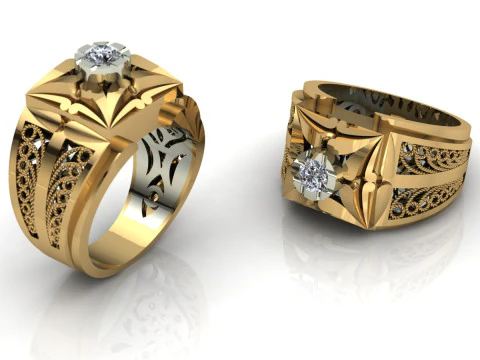 Elegant Ring For Mens Printable Model Jewelry Gold Luxury 3D Print Model