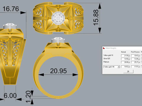 Elegant Ring For Mens Printable Model Jewelry Gold Luxury 3D Print Model