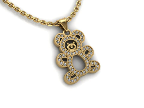 Bear Pendant Printable Model Jewelry Gold Luxury 3D Print Model