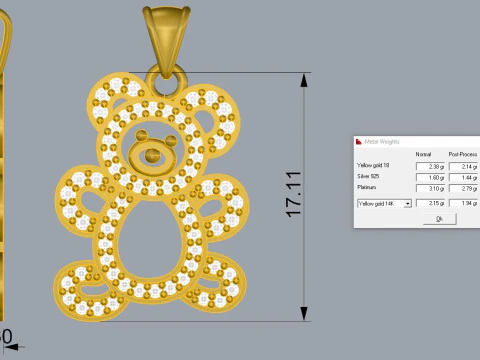 Bear Pendant Printable Model Jewelry Gold Luxury 3D Print Model