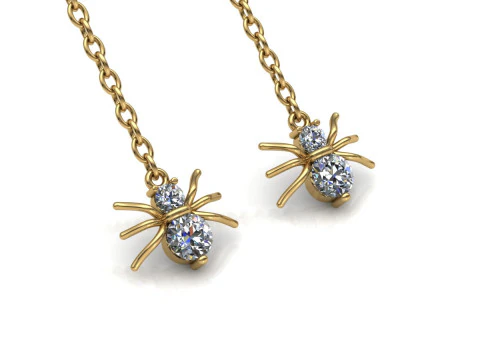 Spider Earrings Printable Model Jewelry Gold Luxury 3D Print Model